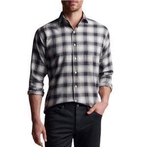 PETER MILLAR Shirt Autumn Gray Plaid Soft Cotton Button Up Lyles Small
